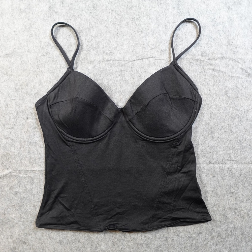 Maje Top Womens 2 US‎ Medium Corset Bustier Black Blouse Cropped Satin